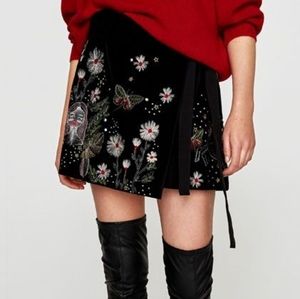 Zara Belted Embroidered Skort